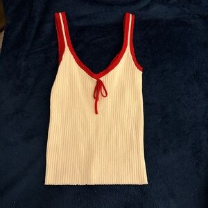 Double Zero Cream Camisole with Red Trim